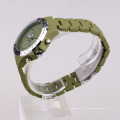 Pulsera verde del ejército Tachymeter del reloj del mens del cuarzo de Japón, mens del reloj del cronógrafo
